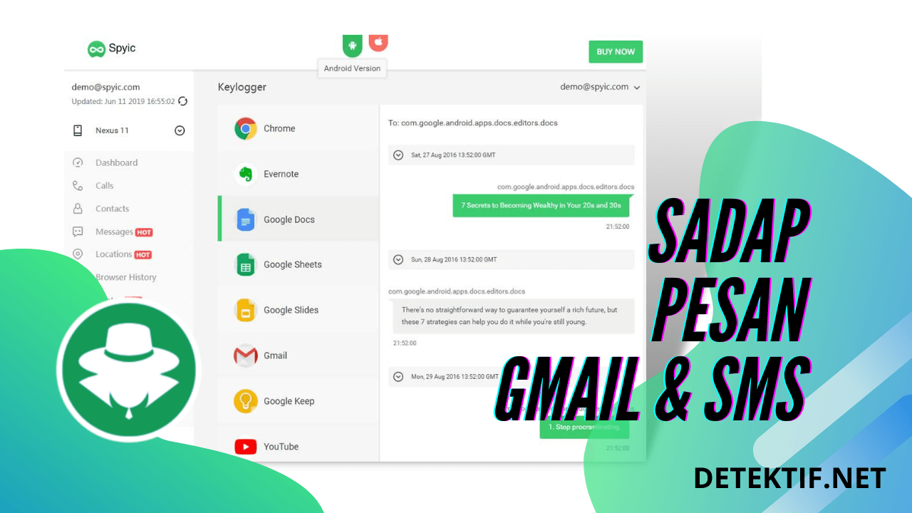 Sadap Pesan Gmail & SMS Dari iPhone & Android